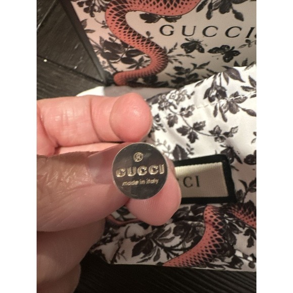 Gucci Jewelry - GUCCI earrings logo trademark stud sterling silver ITALY round box pouch post